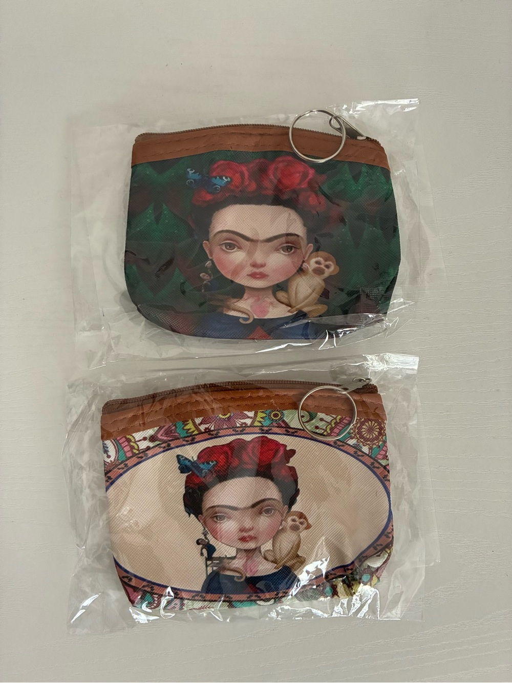 Frida Art Print Coin Pouch – Brown Trim (Set of 2)